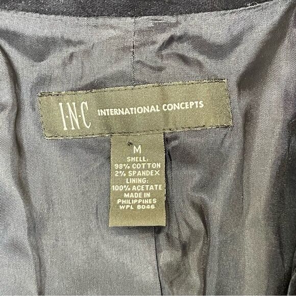 INC Navy Blue Velvet Blazer Sz M Lined Collar Classic Polished Elegant Feminine - Picture 5 of 7